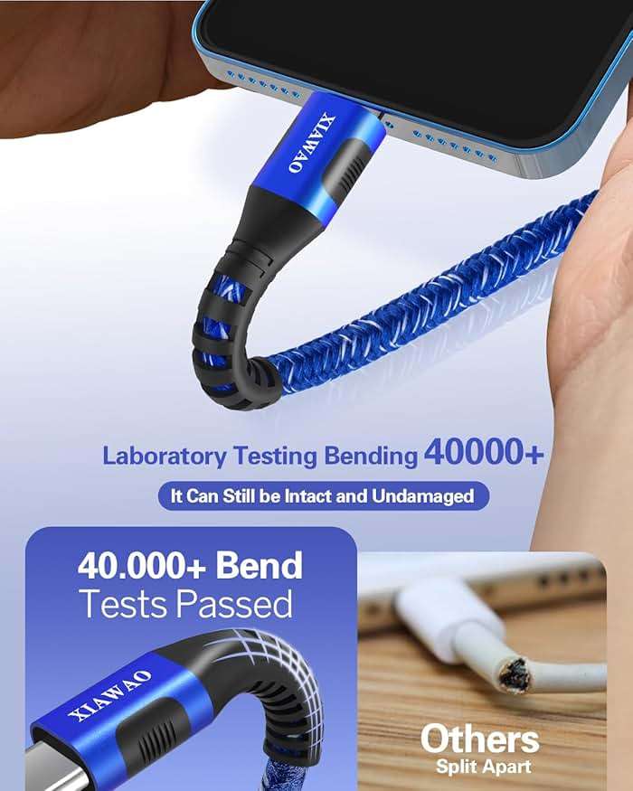 XIAWAO USB to USB C Cable, [6 Pack] for iPhone 17 16 15 Charger Cord, Type C Charger Fast Charging for Samsung Galaxy S25 S24 S23 S22 S21 S20 S10 A16, Moto g, Pixel 10 9 8 - Image 4