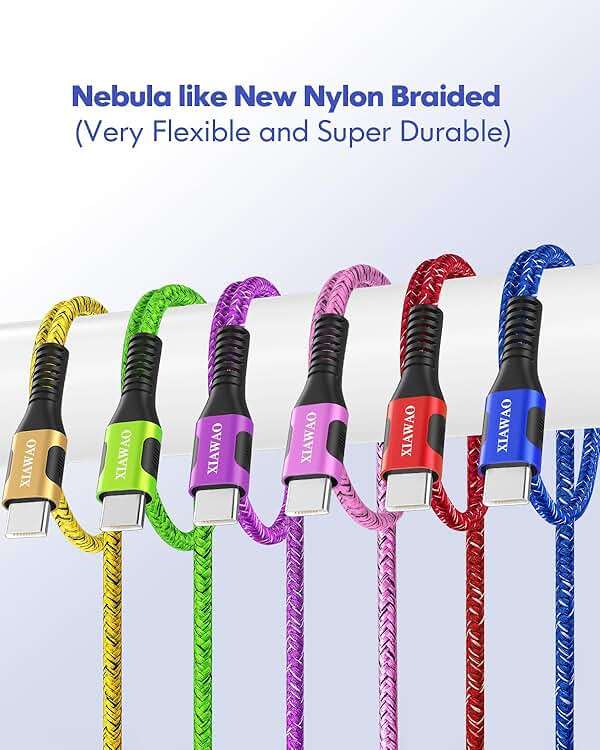 XIAWAO USB to USB C Cable, [6 Pack] for iPhone 17 16 15 Charger Cord, Type C Charger Fast Charging for Samsung Galaxy S25 S24 S23 S22 S21 S20 S10 A16, Moto g, Pixel 10 9 8 - Image 6