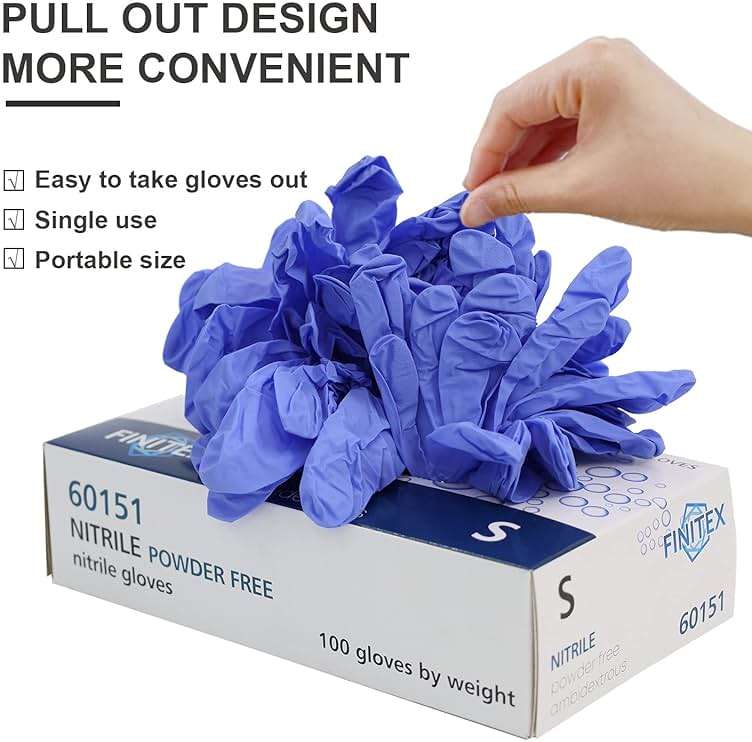 FINITEX Ice Blue Nitrile Exam Gloves - Powder-free, 1000 PCS Medical & Home Cleaning Gloves - Image 4