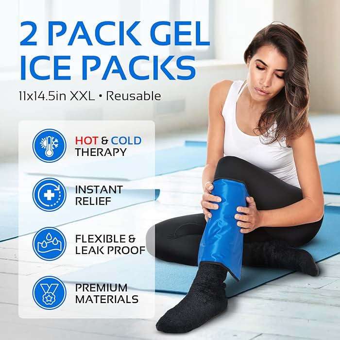 Reusable Ice Packs for Injuries Reusable | 11" x 14.5" - 2 Pack XL | Hot & Cold Pack | Large Ice Pack for Back Pain Relief, Flexible When Frozen | Cold Compress for Back, Knee, and Shoulder Injuries - Image 2