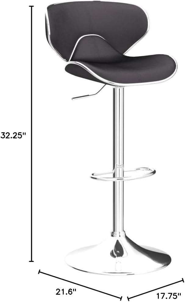 Roundhill Furniture Masaccio Velvet Upholstered Adjustable Swivel Barstool, Set of 2, Gray - Image 2