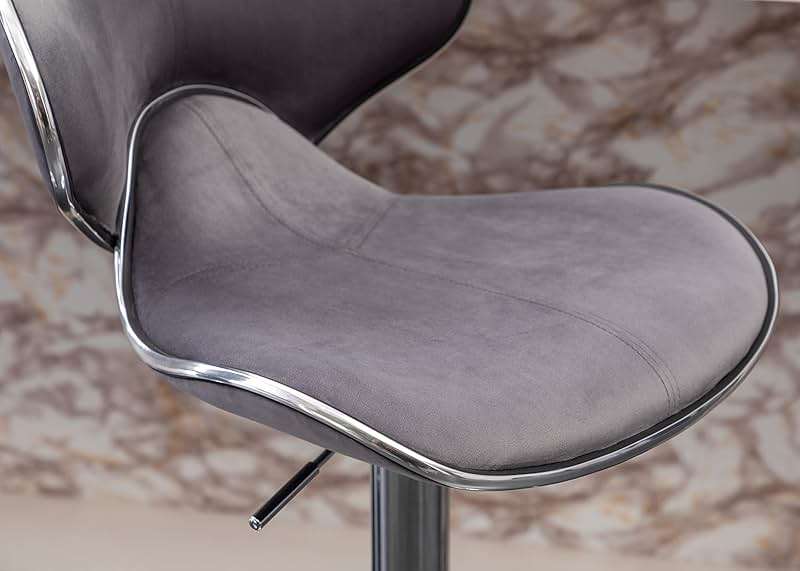 Roundhill Furniture Masaccio Velvet Upholstered Adjustable Swivel Barstool, Set of 2, Gray - Image 11