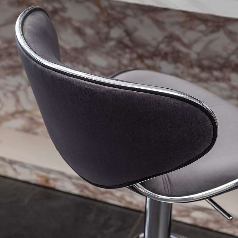 Roundhill Furniture Masaccio Velvet Upholstered Adjustable Swivel Barstool, Set of 2, Gray - Image 9