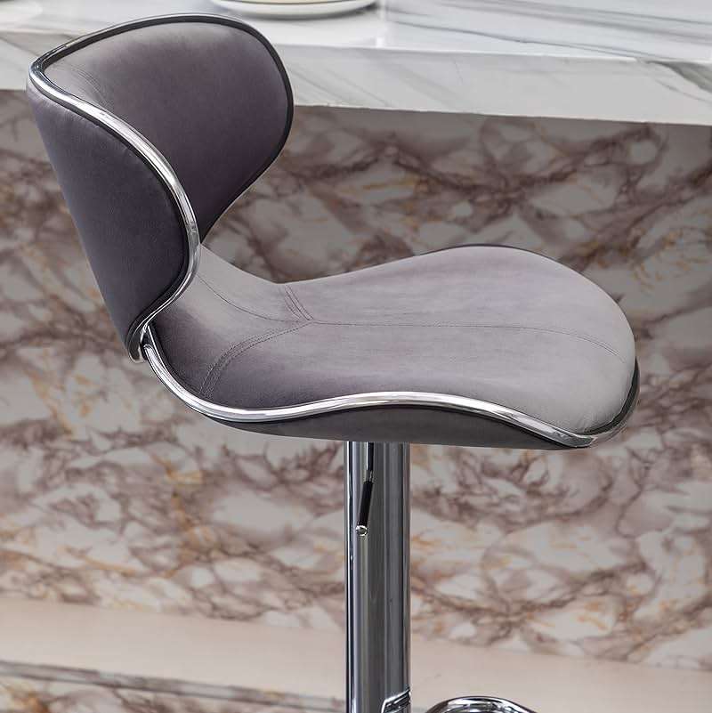 Roundhill Furniture Masaccio Velvet Upholstered Adjustable Swivel Barstool, Set of 2, Gray - Image 10