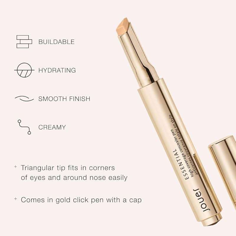 Jouer Essential High Coverage Concealer Pen - Under Eye Concealer for Dark Circles - Brightening Makeup for Eye Circles - Color Corrector Eye Primer with Hyaluronic Acid and Vitamin E - Image 4