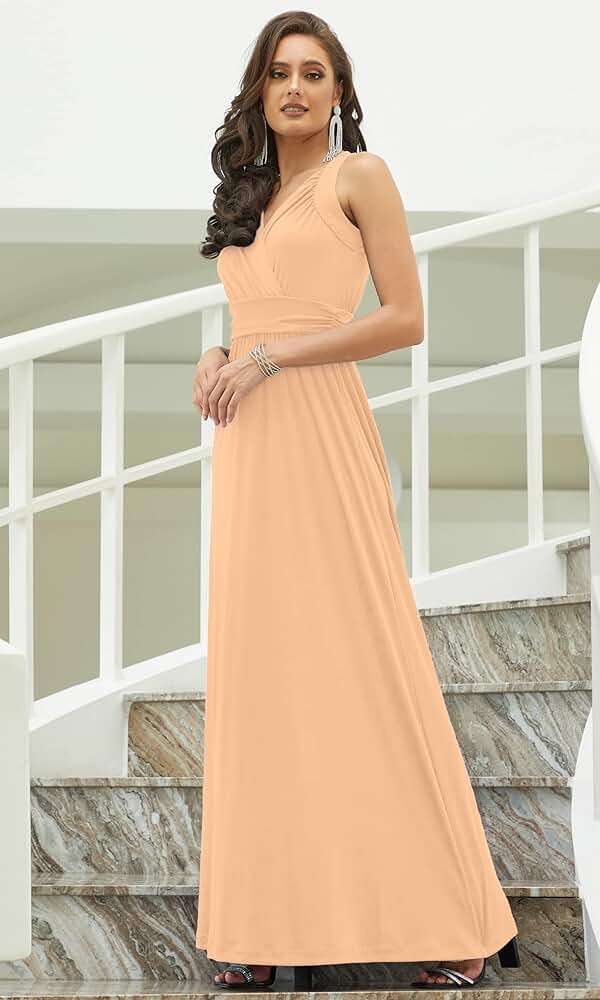 KOH KOH Womens Long Sleeveless Flowy Bridesmaid Cocktail Evening Gown Maxi Dress - Image 3