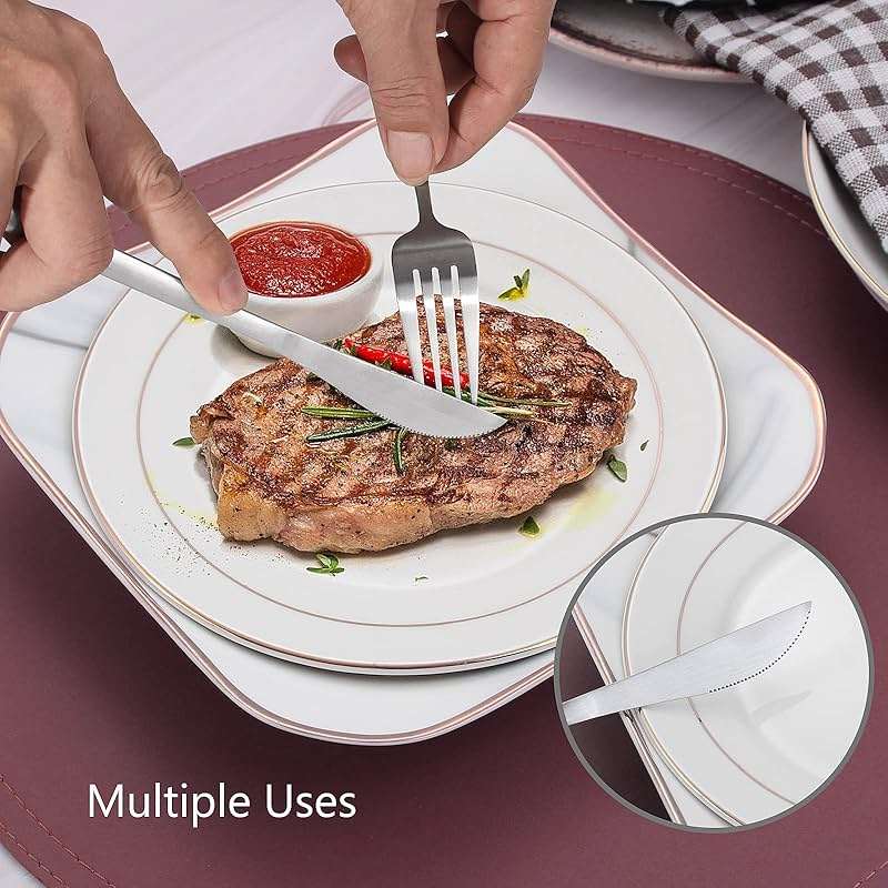 Matte Silverware Set, VANVRO 20-Piece Stainless Steel Flatware Set, Satin Finish tableware Cutlery Set, Service for 4, Home and Restaurant, Dishwasher Safe - Image 6