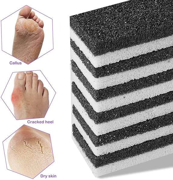 2 in 1 Pumice Stone for Feet,6 Pack Foot Scrubber & Callus Remover, Stone Scrubber for Hard Skin,Foot Pumice,Dead Skin Remover for Feet, Heels, Hands and Body - Image 5
