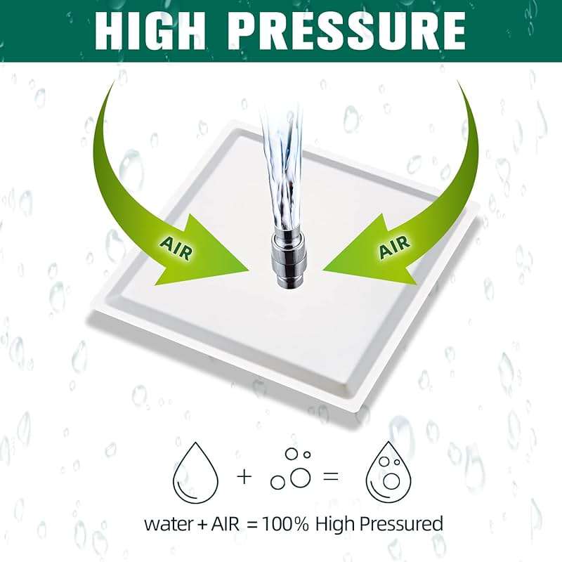 LCEVCGK Shower Head - Shower Faucet Set Square Shower Combo System with 8'' Rainfall Shower Head Wall Mount Handheld Shower, Stainless Steel with Chrome Finish Bath Shower Head,Chrome - Image 5