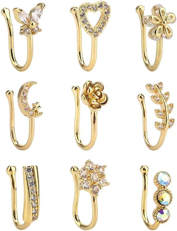 CrazyPiercing Fake Nose Ring CZ African Nose Cuffs Gold/Silver/Rose Gold Faux Septum Nose Rings Clip on Nose Jewelry for Woman Non Pierced Jewelry - Image 1