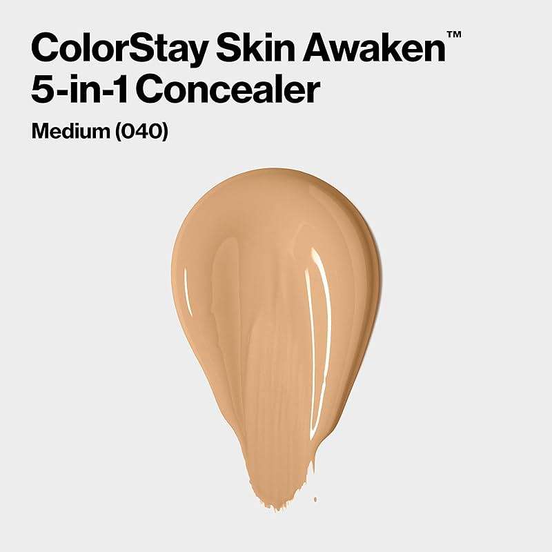 Revlon ColorStay Skin Awaken 5-in-1 Concealer, Lightweight, Creamy Longlasting Face Makeup with Caffeine & Vitamin C, For Imperfections, Dark Circles & Redness, 040 Medium, 0.27 Fl Oz - Image 2