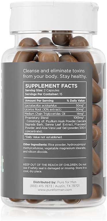 Pure for Men Detox Supplement, Reset | Promotes Digestive & Gut Health, Helps Remove Toxins & Supports Immune System, Colon Cleanse | 30 Capsules - Image 2