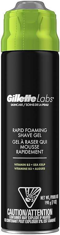 Gillette Labs Rapid Foaming Shaving Gel for Men, Alcohol, Dye and Paraben-Free with Vitamin B3 and Sea Kelp, Cools and Soothes Skin, 7 OZ - Image 1