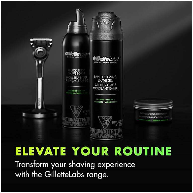 Gillette Labs Rapid Foaming Shaving Gel for Men, Alcohol, Dye and Paraben-Free with Vitamin B3 and Sea Kelp, Cools and Soothes Skin, 7 OZ - Image 6