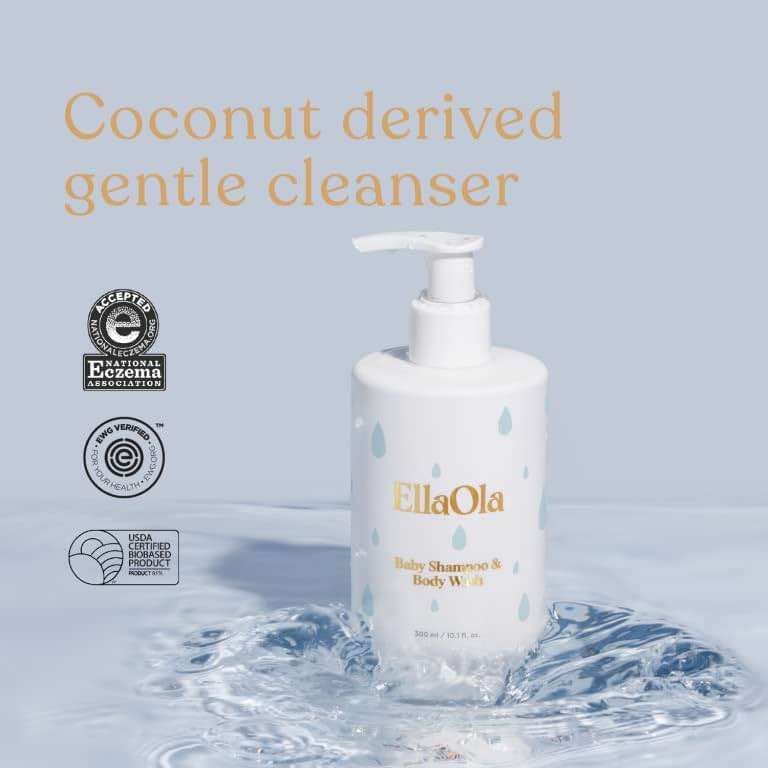 ELLAOLA Tear Free Baby Shampoo & Body Wash - Organic, Hypoallergenic Baby + Kid Soap Hydrates & Nourishes While Gently Cleansing Sensitive Skin, Fragrance Free | 10.1 fl. oz. - Image 3