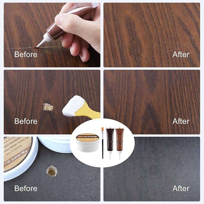 SEISSO Wood Furniture Repair Kit, Wood Putty Repair Fillers, Hardwood Laminate Floor Repair Kit, Restore Any Holes, Scratches, Cracks, Gouges for Wooden Floors, Cabinet, Cherry, Walnut - Image 2