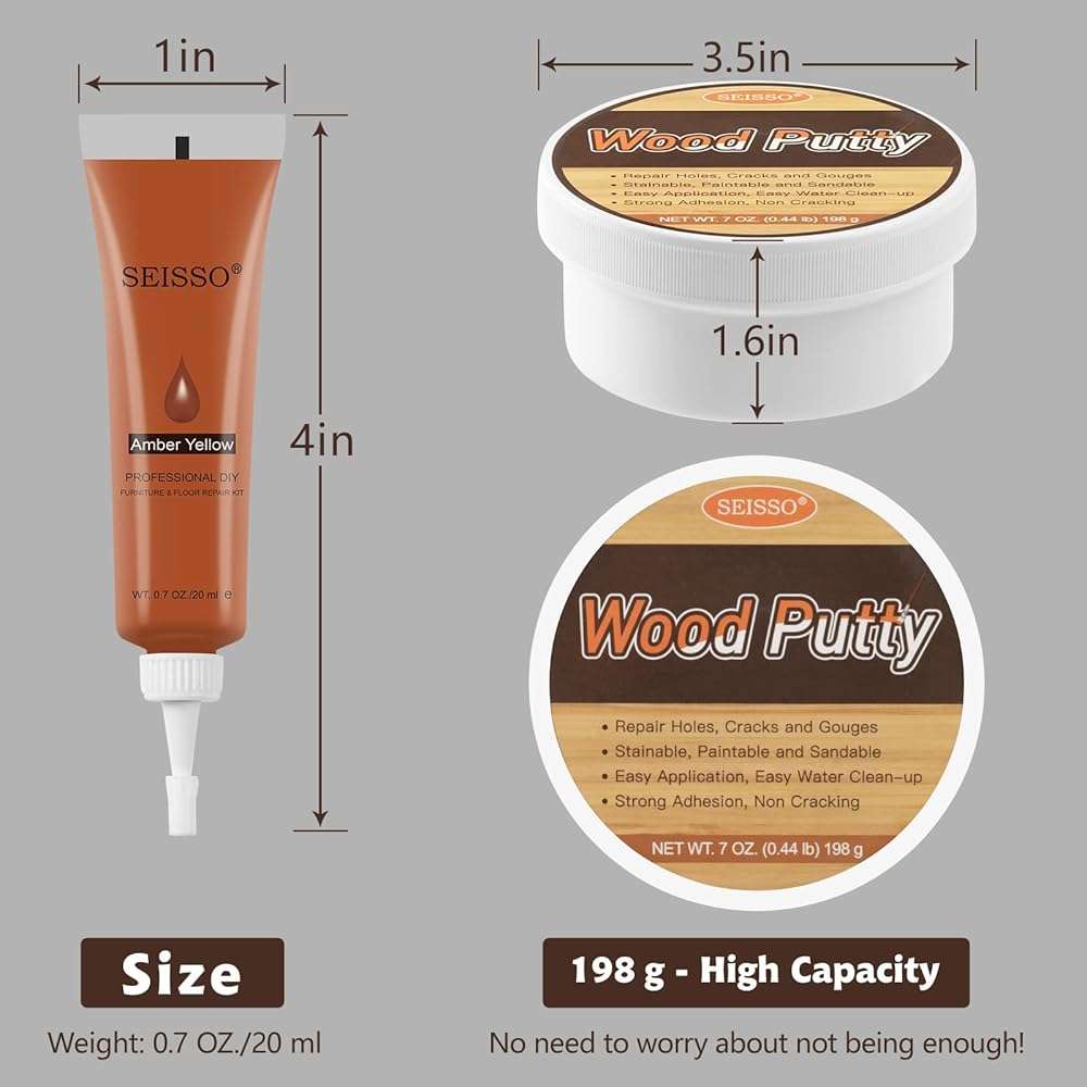 SEISSO Wood Furniture Repair Kit, Wood Putty Repair Fillers, Hardwood Laminate Floor Repair Kit, Restore Any Holes, Scratches, Cracks, Gouges for Wooden Floors, Cabinet, Cherry, Walnut - Image 4