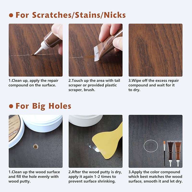 SEISSO Wood Furniture Repair Kit, Wood Putty Repair Fillers, Hardwood Laminate Floor Repair Kit, Restore Any Holes, Scratches, Cracks, Gouges for Wooden Floors, Cabinet, Cherry, Walnut - Image 7