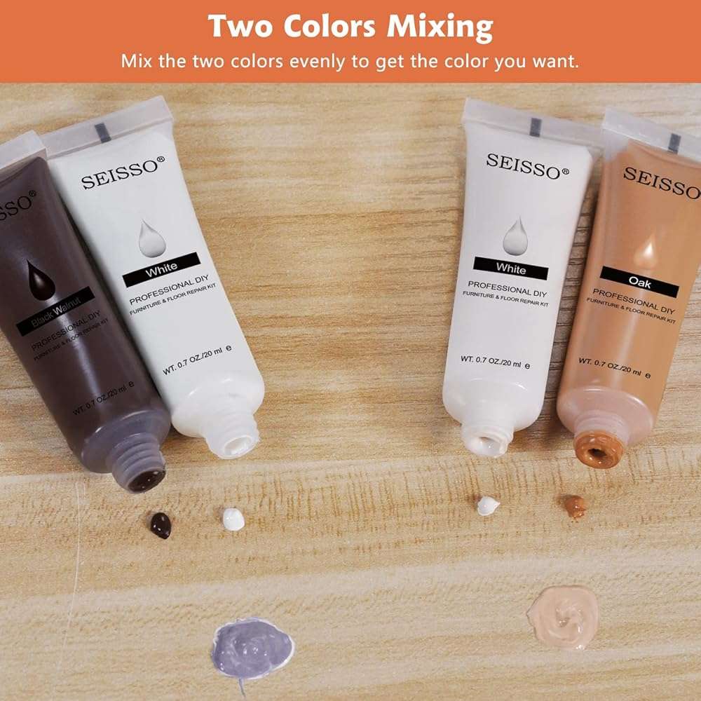 SEISSO Wood Furniture Repair Kit, Wood Putty Repair Fillers, Hardwood Laminate Floor Repair Kit, Restore Any Holes, Scratches, Cracks, Gouges for Wooden Floors, Cabinet, Cherry, Walnut - Image 8