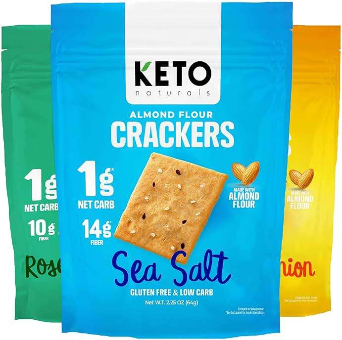 keto snacks Keto Crackers chips (variety) low carb Crackers Almond flour. Low carb snack keyto cracker zero carbs snacks no sugar, 0 no carbs sugar free snack high fiber. - Image 1