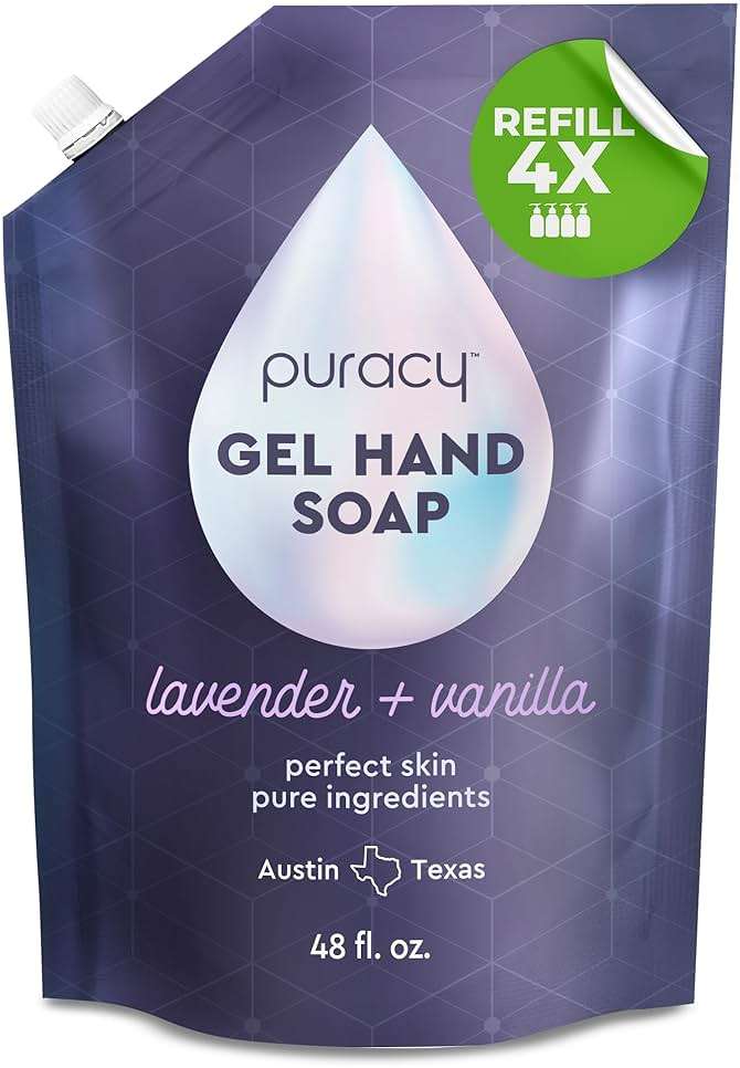 Puracy Organic Hand Soap, Professional Hand Washers We've All Become, Moisturizing Natural Gel Hand Wash Soap, Liquid Hand Soap Refills for Soft Skin (Refill Lavender & Vanilla, 48 Ounce) - Image 1