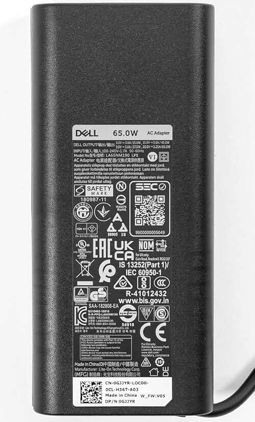 Dell 65W USB-C Laptop Charger for XPS and Latitude 5000 - Power Cord Included - Image 3