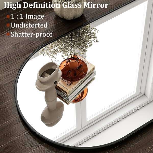HARRITPURE Arched Wall Mirror 24"x36" – Black Metal Frame Vanity Mirrors for Bedroom, Entryway, Living Room Decor - Image 3