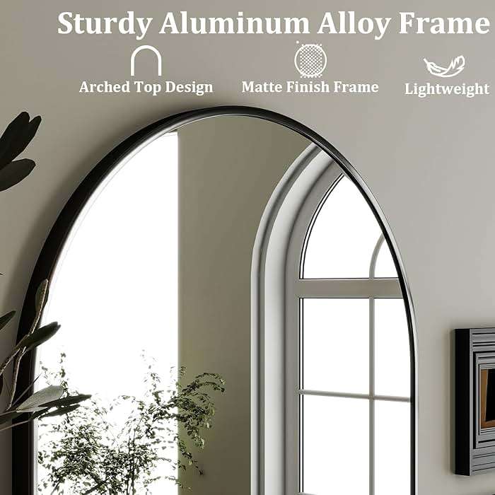 HARRITPURE Arched Wall Mirror 24"x36" – Black Metal Frame Vanity Mirrors for Bedroom, Entryway, Living Room Decor - Image 4