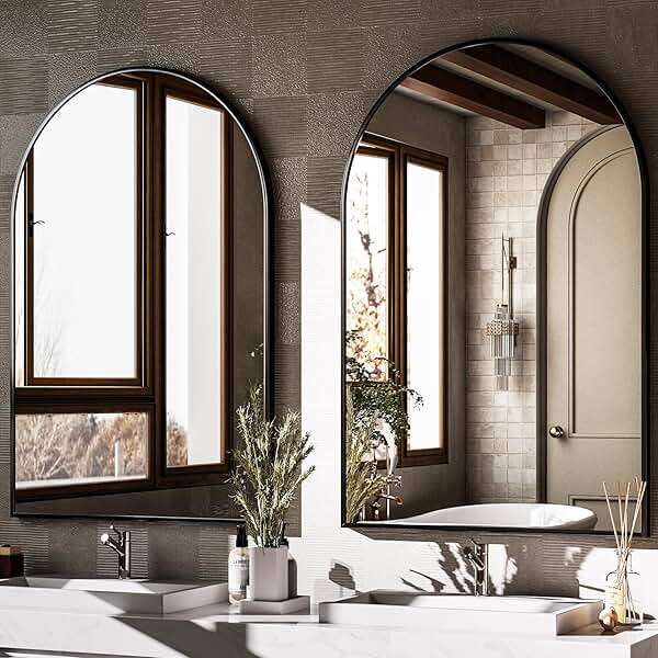 HARRITPURE Arched Wall Mirror 24"x36" – Black Metal Frame Vanity Mirrors for Bedroom, Entryway, Living Room Decor - Image 5