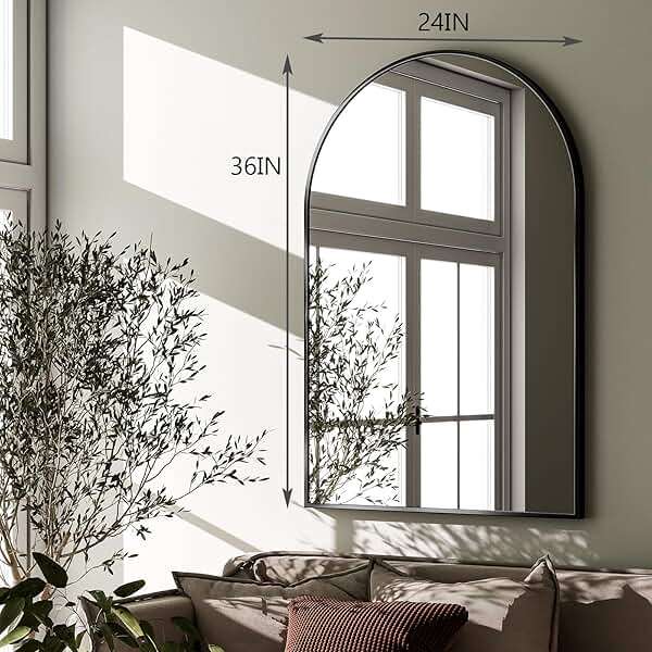 HARRITPURE Arched Wall Mirror 24"x36" – Black Metal Frame Vanity Mirrors for Bedroom, Entryway, Living Room Decor - Image 6