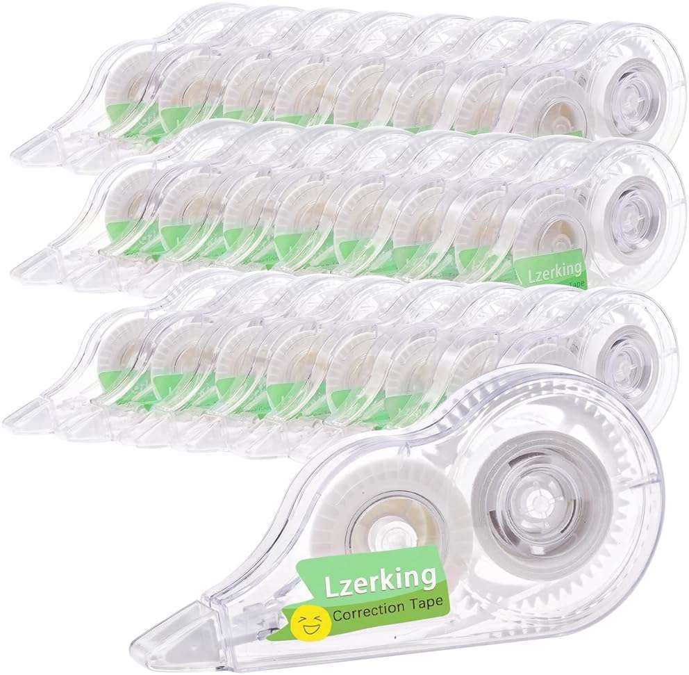Lzerking Correct Correction Tape,White,32-Count,Transparent Dispenser Shows How Much Tape is Remaining - Image 1