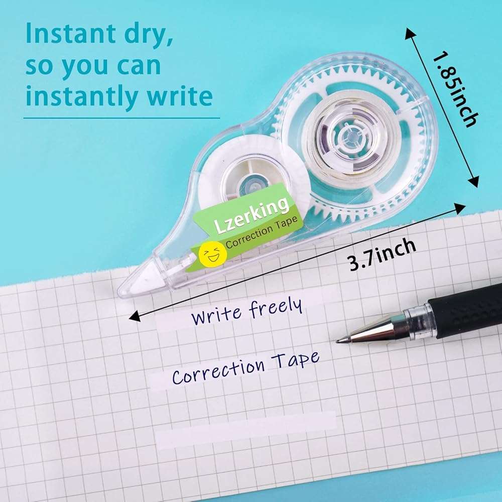 Lzerking Correct Correction Tape,White,32-Count,Transparent Dispenser Shows How Much Tape is Remaining - Image 3