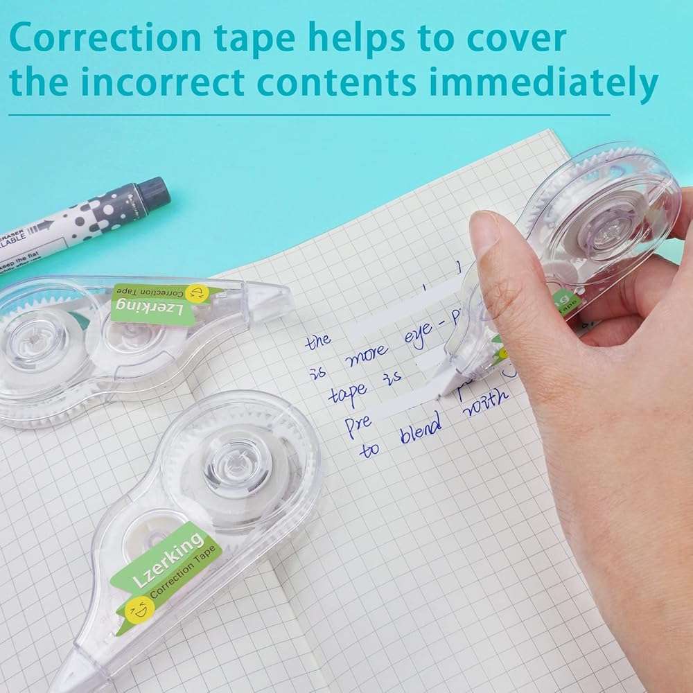 Lzerking Correct Correction Tape,White,32-Count,Transparent Dispenser Shows How Much Tape is Remaining - Image 7