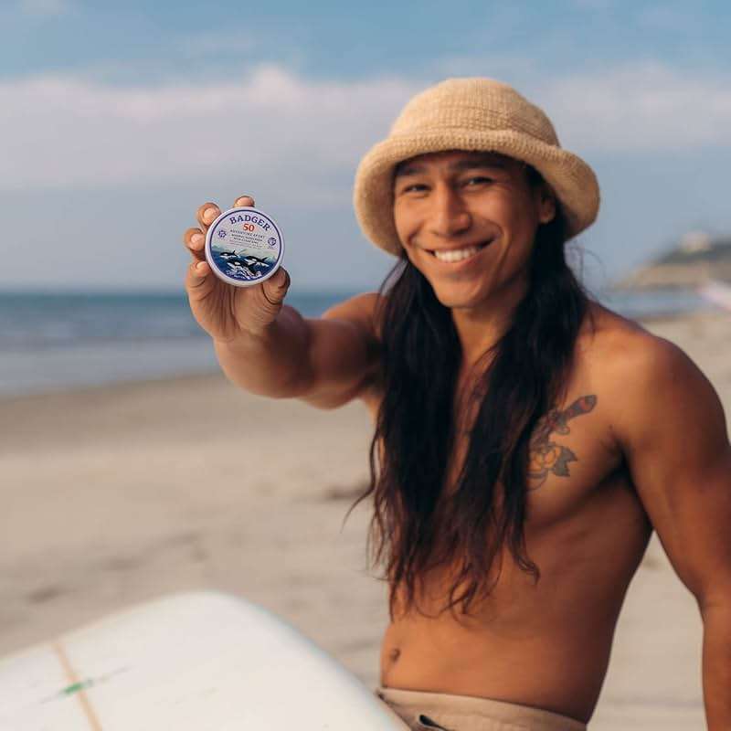 Badger Reef Safe Mineral Sunscreen, SPF 50, 98% Organic with Zinc Oxide, Non Toxic, Water Resistant, Unscented & Hypoallergenic, Broad - Spectrum, For Adventure, Travel & Sport, 2.4 oz Tin - Image 3