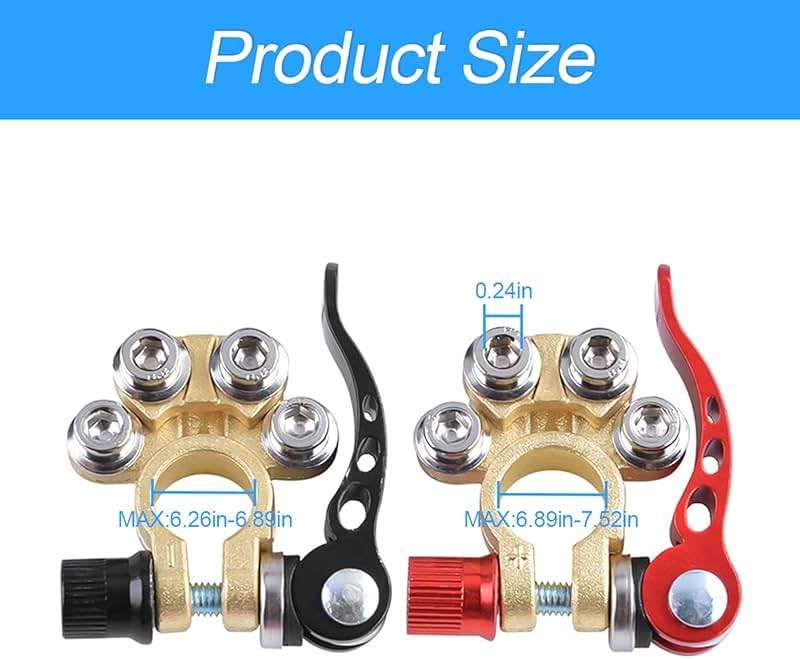 Car Battery Terminal Connectors, 2 Pcs 4 Way Quick Release Disconnect Car Battery Terminal for SAE/JIS Type A Posts, Compatible With Cars, Vans, Trucks and More - Image 2