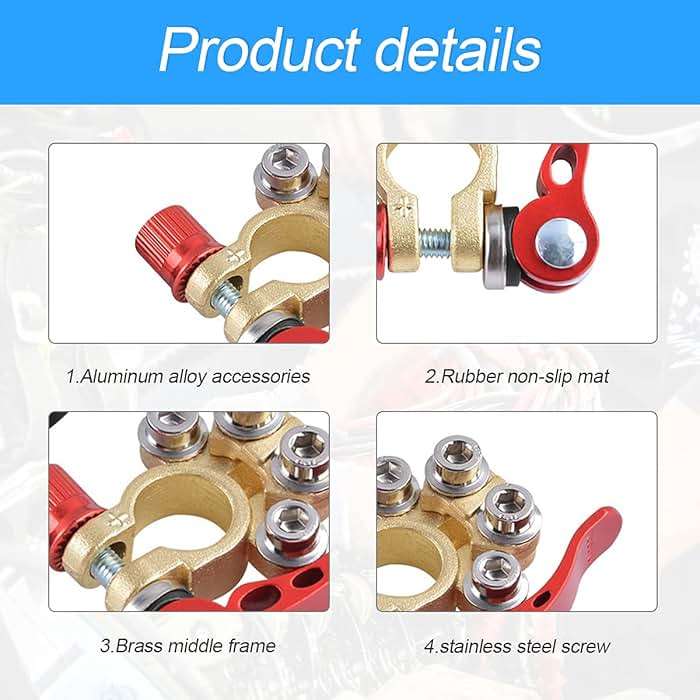 Car Battery Terminal Connectors, 2 Pcs 4 Way Quick Release Disconnect Car Battery Terminal for SAE/JIS Type A Posts, Compatible With Cars, Vans, Trucks and More - Image 3
