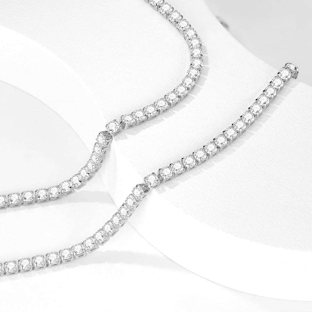 Luxval Tennis Necklace 14K Gold Plated Rhinestone Butterfly Choker Necklaces for women Dainty Zirconia Cut Faux Diamond chain 3mm - Image 2