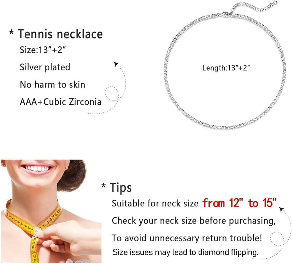 Luxval Tennis Necklace 14K Gold Plated Rhinestone Butterfly Choker Necklaces for women Dainty Zirconia Cut Faux Diamond chain 3mm - Image 6