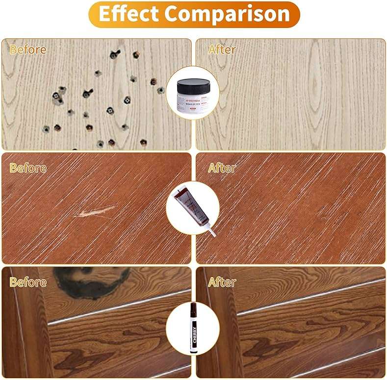 Wood Floor Scratch Repair - Set of 39 - Hardwood Floor Repair Kit Wood Filler Putty, Wood Markers Furniture Repair Kit Touch Up Pens for Scratch Stain Hole, Restore Laminate Vinyl Veneer Cabinet - Image 5