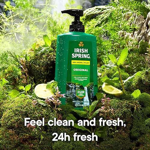 Irish Spring Original Moisturizing Body Wash for Men, 24-Hour Fresh, Face and Body Wash, Biodegradable Ingredients, Paraben Free, Cool Fresh Scent, 30 fl oz Pump Bottle - Image 3