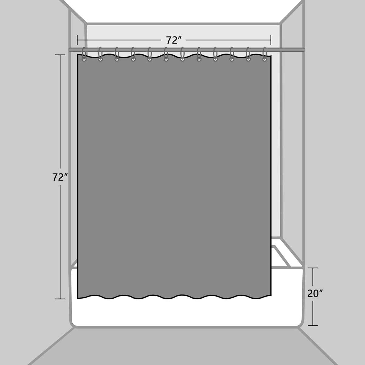 EurCross EVA Clear Shower Curtain 72x72 inches with 3 Stronger Magnetic Magnets, Flexibility PVC-free 155g/m2 Heavy Duty Clear Design Shower Curtain Liner with Geometric 3D Pattern and Hooks  - Image 2