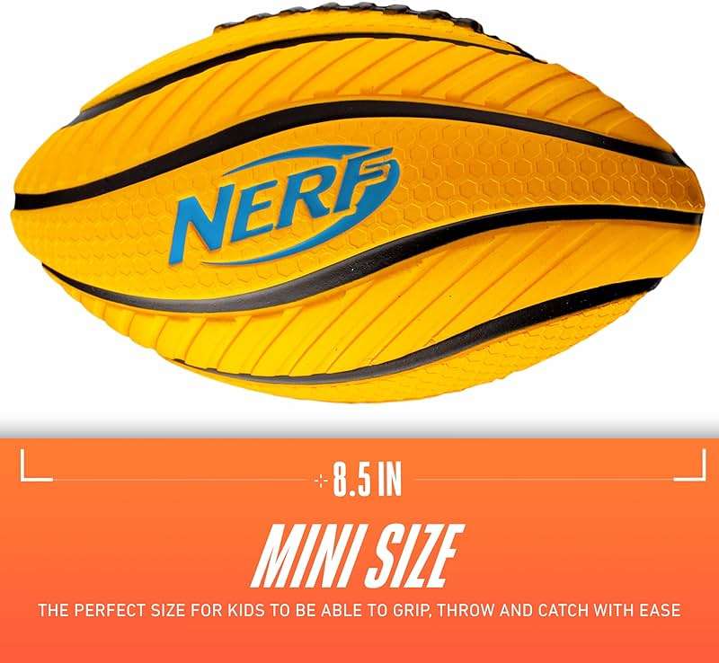 Nerf Kids Foam Football - Spiral Grip Mini Soft Foam Football for Kids - Easy Grip Junior Ball - 8.5" - Image 2