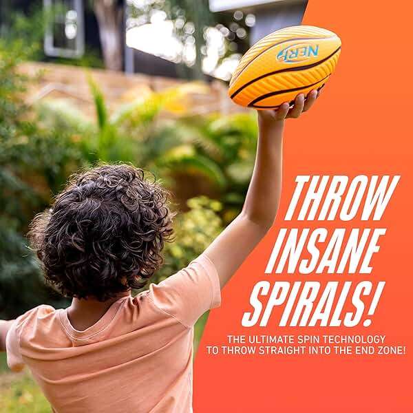 Nerf Kids Foam Football - Spiral Grip Mini Soft Foam Football for Kids - Easy Grip Junior Ball - 8.5" - Image 3