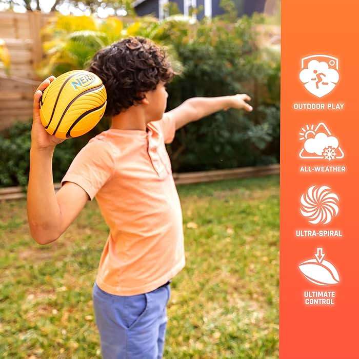 Nerf Kids Foam Football - Spiral Grip Mini Soft Foam Football for Kids - Easy Grip Junior Ball - 8.5" - Image 5