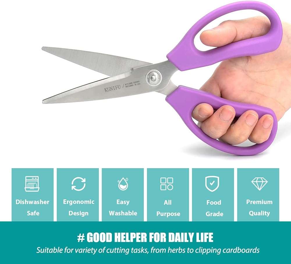 KUNIFU Kitchen Scissors, All Purpose Kitchen Shears, Heavy Duty Come Apart Scissors Gadgets Utensils - Black - Image 5