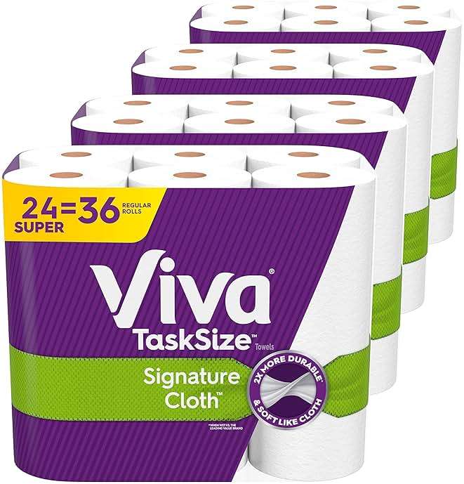 Viva Signature Cloth Paper Towels, Task Size - 24 Super Rolls (4 Packs of 6), 81 Sheets per Roll - Image 1
