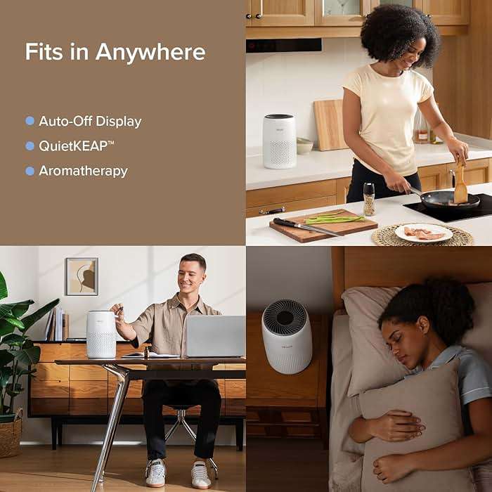 LEVOIT Air Purifiers for Bedroom Home Dorm, AHAM VERIFIDE, 3-in-1 Filter Cleaner With Aroma Pad, Filters Smoke, Allergens, Pet Dander, Odor, Dust, Office, Desktop, Core Mini-P, White - Image 4