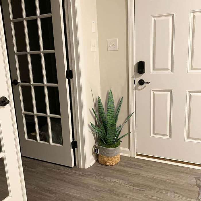 Ollain Artificial Snake Plant with Potted 23.6" Fake Plastic Sansevieria Faux Plants in Pot for Outdoor Window Box Verandah Planter Indoor Outside Home Garde Office Room Gardening Decoration - Image 2