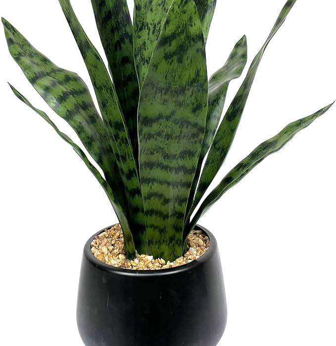 Ollain Artificial Snake Plant with Potted 23.6" Fake Plastic Sansevieria Faux Plants in Pot for Outdoor Window Box Verandah Planter Indoor Outside Home Garde Office Room Gardening Decoration - Image 4