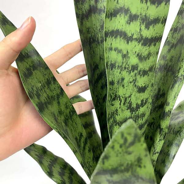 Ollain Artificial Snake Plant with Potted 23.6" Fake Plastic Sansevieria Faux Plants in Pot for Outdoor Window Box Verandah Planter Indoor Outside Home Garde Office Room Gardening Decoration - Image 5